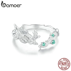 Bamoer Real 925 Silver Exquisite Seashell Open Ring Fashion Women Gifts Jewelry - Picture 1 of 16