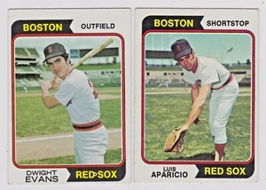 Topps 1974 Baseball Boston Red Sox 2 Karten Lot Evans & Aparicio - Bild 1 von 2
