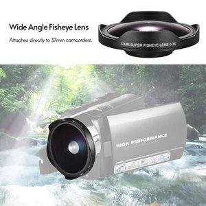 37MM Super Fisheye Lens 0.3X HD Wide Angle Lens with Hood for Camcorders Y0Z5 - Picture 1 of 9