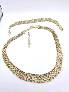 14kt Gold Plated Necklace Bracelet Set - Picture 1 of 4