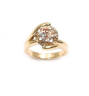 Dolly-Bijoux Bague T62 Ambre Cz Plaqué Or 18K 5 Microns MadeInFrance