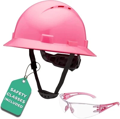 6 Points Pink Hard Hat Construction Helmet OSHA Approved Vented Full Brim - Image 1 of 4