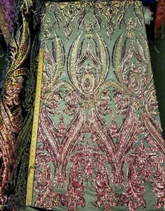 Iridescent Lavender/Black "Hourglass " Stretch Nylon Spandex Mesh Sequin Fabric - Picture 1 of 10