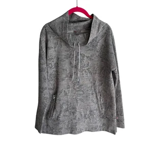 Sudadera Ligera T BY TALBOTS Gris Floral Cuello Capucha Damas, M - Imagen 1 de 5