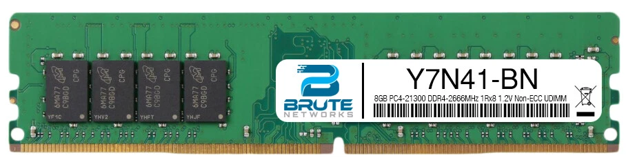 Y7N41 - Dell Compatible 8GB PC4-21300 DDR4-2666MHz 1Rx8 1.2V Non-ECC UDIMM - Image 1 of 3