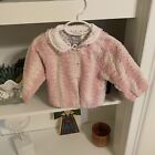 Cardigan bébé crochet 12 mois - rose & blanc
