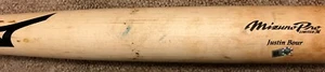 Justin Bour MLB Holo Game Used Bat Home Run 2017 Miami Marlins POUNDED - Bild 1 von 16