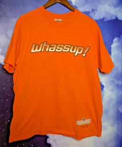 Vintage 2000 Budweiser Whassup Orange Graphic Tee Size Large Y2K Beer Promo - Picture 1 of 8
