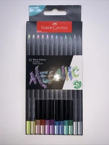 Faber-Castell Black Edition Metallic Colored Pencils: 12 Count, Black Wood and S - Picture 1 of 6