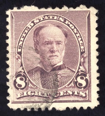 US Scott 225 Usado 8c Lila William Sherman Lote E616 sellos bhmstamps Foto 1 de 2