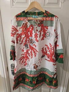 Túnica Antica Sartoria de Giacomo Cinqe Talla Única Estampada Coral Tarjetas - Imagen 1 de 3