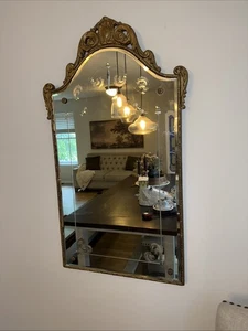 Antique Beveled Mirror Gilt Wooden Ornate Frame Approximately 32 X 17 GUC - Picture 1 of 10