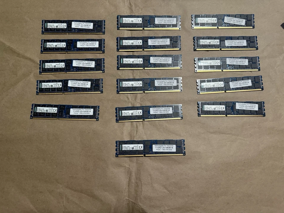 (Lote de 16) 16 GB DDR3 PC3-14900R RDIMM Kingston KVR18R13D4/16 Memoria RAM de servidor Foto 1 de 4
