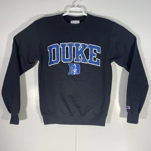 Duke University Champion Crew Neck Sweatshirt Men's Small Blue Devils Black - Picture 1 of 6