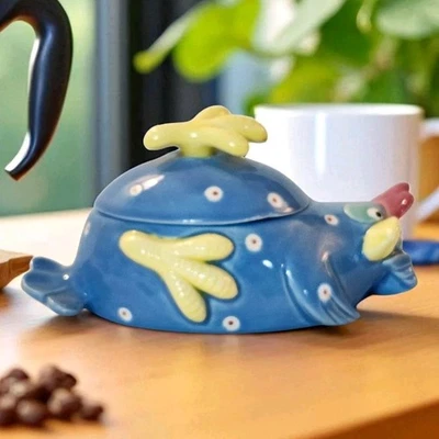 Azúcar Cubierto de Pollo Graso Reclinable Fitz And Floyd De Colección Raro con Tapa 1985 Usado en Excelente Condición  Foto 1 de 4