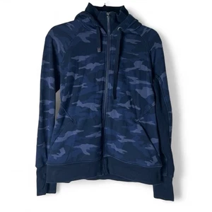 Athleta - Women's Camo Full Zip Hoodie Jacket Blue Camo Thumbholes - Sz. M - Picture 1 of 7