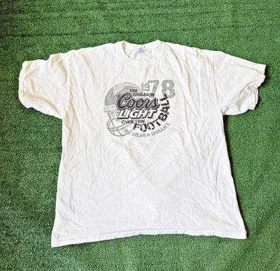 Vintage 2000s Y2K Coors Light Beer T-shirt White Football Graphic Tee Sz XL - Image 1 of 4
