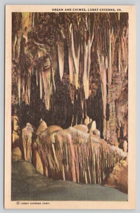 Postal órgano y campanas Luray cavernas Virginia Karst cuevas lino - Imagen 1 de 2