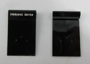 100 Black Flocked 3 Hole Sterling Silver Earring Display Hanging Cards 1"x1.5" - Picture 1 of 4