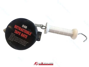RETRACTABLE POLY TAPE GATE 5M FOR ELECTRIC FENCE CW HANDLE INSULATORS. RECOIL - Picture 1 of 9