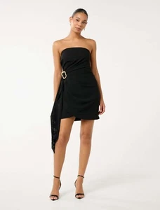 EVER NEW Adriana Side Drape Strapless Mini Dress Black - Picture 1 of 6