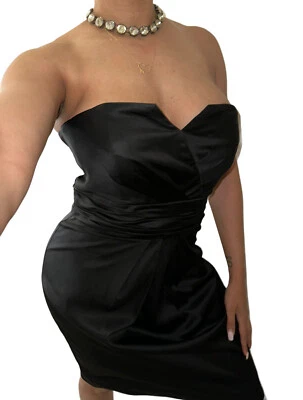 White House Black Market Strapless Sweetheart Sheath Pleated Satin Sexy Dress 6 - Image 1 of 3