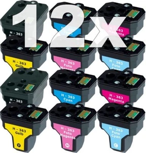 12x XL PATRONE für HP-363 C5180 C6250 C7180 C7280 C8180 3110 3210 3310 8230 8250 - Afbeelding 1 van 5