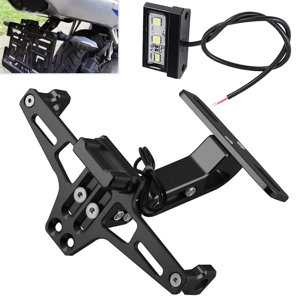 Universal Motorcycle License Number Plate Holder Tail Tidy Bracket LED Black UK - Image 1 of 4