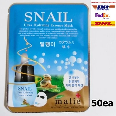 50pcs Malie SNAIL Face Mask Packs Sheet 25g Moisturizing Nourishing EXPRESS SHIP - Image 1 of 4