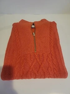 Women’s Large St. John Bay Fall Sweater Zip Up Cable Knit Orange - Picture 1 of 10