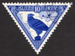 ISLANDIA 1930, SC #C3, en muy buen estado usado Gyrfalcon Air Post cv $75,00 *Sellos de la bahía* - Imagen 1 de 2