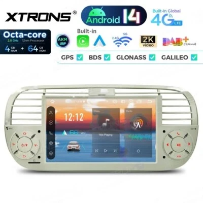 XTRONS Android14 OS Autoradio 8-Kern 64GB GPS Navi DAB+ BT  Fiat 500 2007-2015-- - Bild 1 von 4