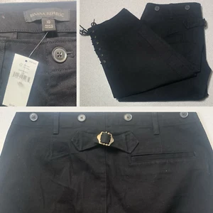 NWT! Ladies High Rise Black Banana Republic Riding Pant Size 10 Ankle Tie Sides - Picture 1 of 14