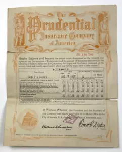 1912 Prudential Insurance Co of America Policy Schedule Pays 1932 - Bild 1 von 5