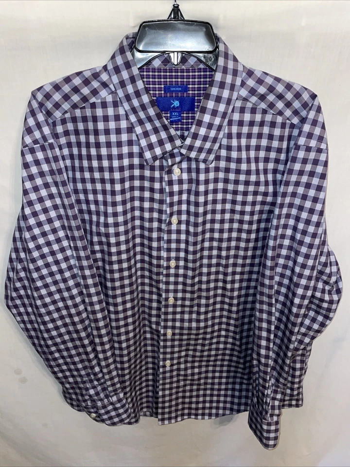 Camisa de vestir Egara para hombre talla 2XL púrpura a rayas negocios formal ciudad boda Foto 1 de 4