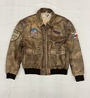 Vintage The Flight Club Leather Jacket Medium Brown Mens Aviator Air Force Korea