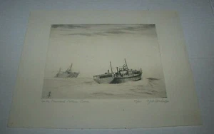 Charles J.A. Wilson signierte Zahl Radierung TAUSEND FATHOM KURVE 27/100 LE - Bild 1 von 6