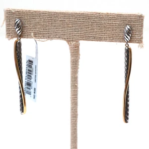 DAVID YURMAN New 2-Tone Crossover Drop Dangle Earrings in Silver & 18K Gold - Picture 1 of 6