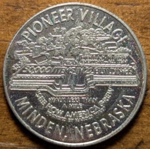 Minden, Nebraska NE Pioneer Village atracción excepcional recuerdo moneda ficha - Imagen 1 de 4