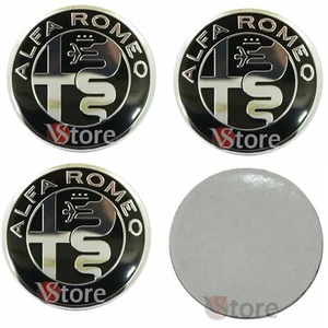 4 Adesivi Coprimozzo Nero per Alfa Romeo 147 156 GT Giulia 2016 Mito 50mm Tappi - Imagen 1 de 3