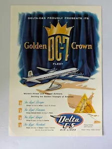 Delta C & S Air Lines Golden DC-7 Crown Fleet Color Print Ad Vintage - Picture 1 of 3
