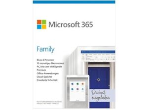 Microsoft 365 Family, 6 Nutzer, Download, Blitzversand, Rechnung MwSt. + Support