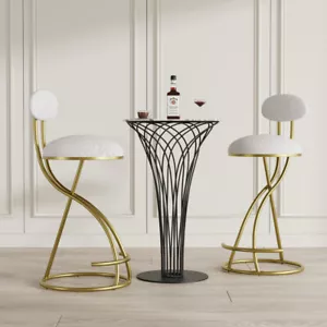 Bar Stools Set of 2 Barstools w Upholstered Dining Chairs Counter Height Stool - Picture 1 of 21