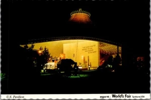 U.S. PAVILION World's Fair SPOKANE, WA night view 4x6 Postcard - Picture 1 of 2