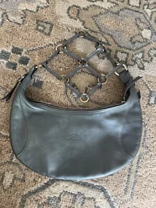 Authentic Longchamp Leather Crescent Spider Hobo Bag Metallic Gray EUC - Picture 1 of 5