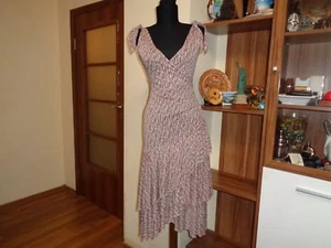 DIANE VON FURSTENBERG 100% SILK CHIFFON CROSS OVER FIT AND FLARE ASYNMETRIC DRES - Picture 1 of 12