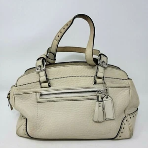 Bolso de Mano COACH Hampton Sand Beige Cuero Guijarros Borla 5031 - Imagen 1 de 12
