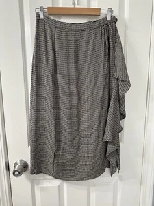 Mango MNG Rock Damen Größe S kariert Midi Rüsche Freizeit Knopf vorne braun schwarz - Bild 1 von 11