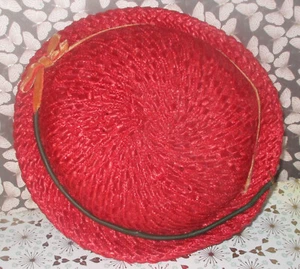 Vintage Childs Red Straw Hat Attic Find Needs Reworked - Picture 1 of 4