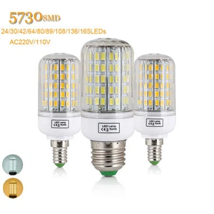 LED Corn Bulb E27 E14 5730 SMD 220V 110V 24 30 64 80LEDs Indoor Spot Light Lamp - Picture 1 of 20